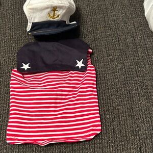 Striped Dog Outfit with Sailor Hat